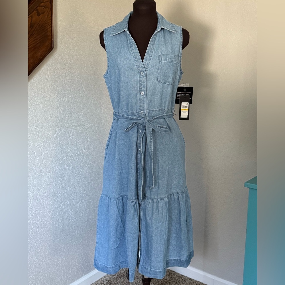 Jones New York Sleeveless Chambray Maxi Dress – Size M